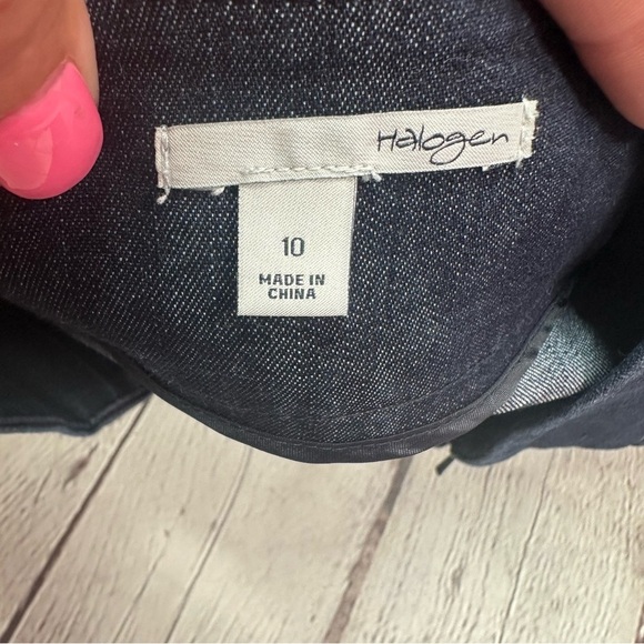 Halogen Blue Pencil Skirt dark wash light weight denim/chambray sz 10 - Picture 6 of 8
